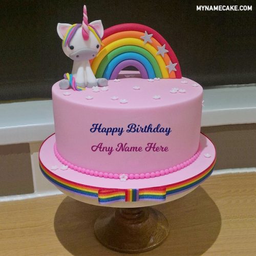 unicorn theme name cake