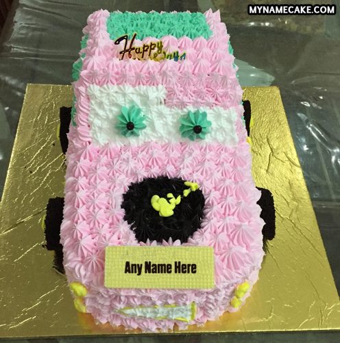 pink car name birthday cake