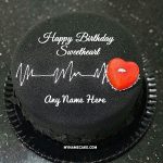 Write name on sweetheart birthday cake