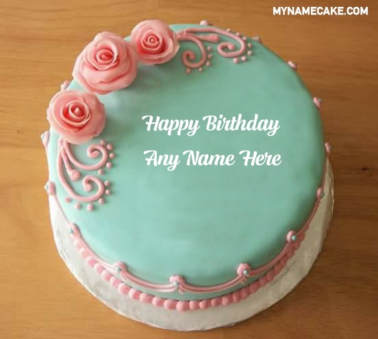 pink roses name cake